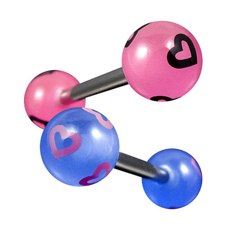 Tongue Piercing Dumbbell Barbell Logo Ball Heart 