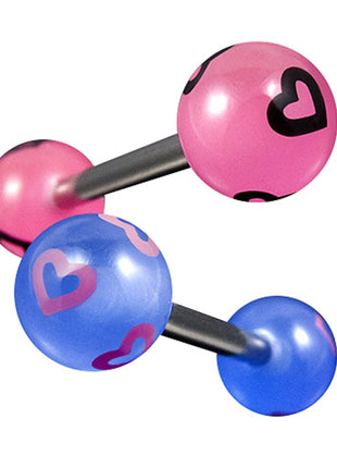 Tongue Piercing Dumbbell Barbell Logo Ball Heart 