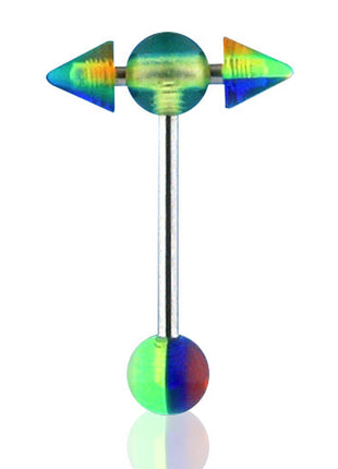 Tongue Piercing Barbell "T" UV Rainbow 