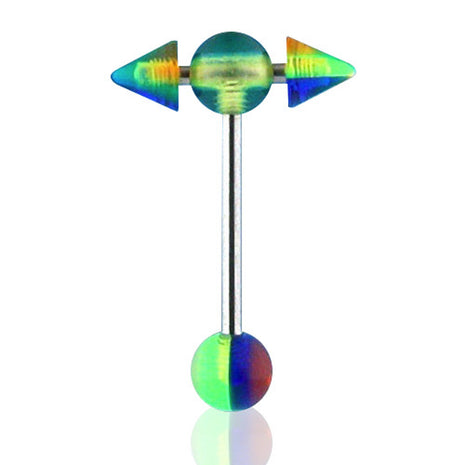 Tongue Piercing Barbell "T" UV Rainbow 