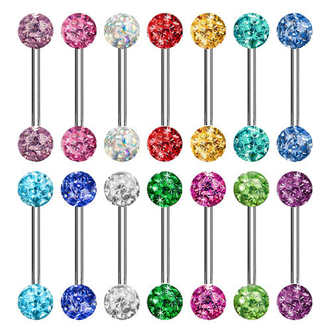 Brustwarzenpiercing Barbell Hantel Piercing Multi Epoxy Ferido Kristall Kugeln