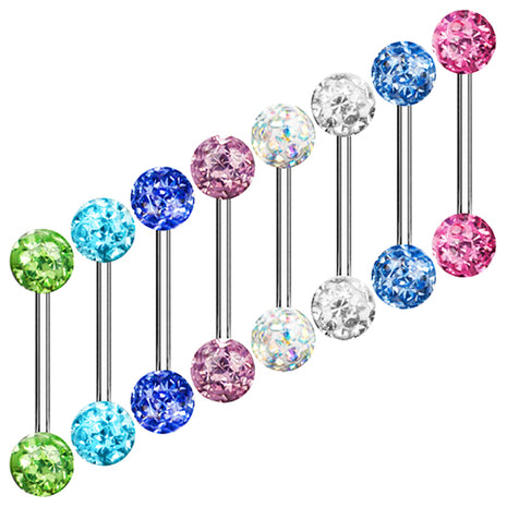 Brustwarzenpiercing Barbell Hantel Piercing Multi Epoxy Ferido Kristall Kugeln