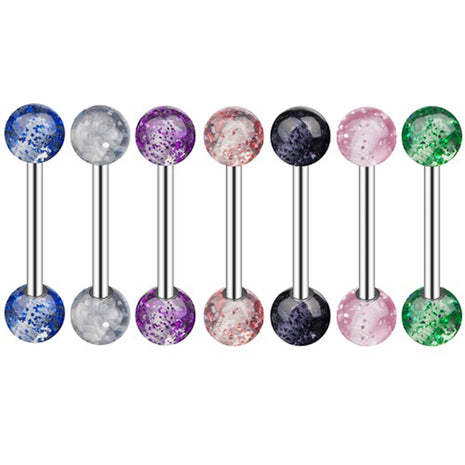 Titan Zungenpiercing Barbell Ultra UV Glitter