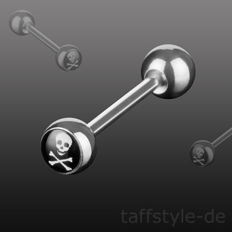 Zungenpiercing Hantel Totenkopf Skull Kugel