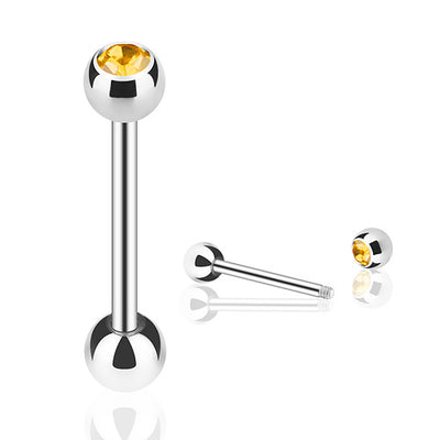 Silberfarbener Barbell mit gelbem Kristall