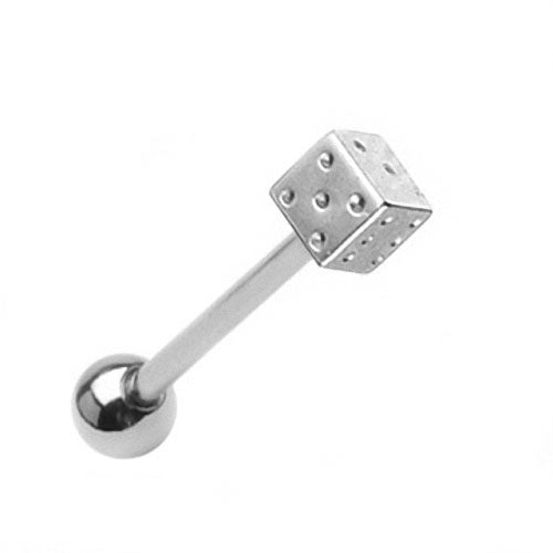 Zungenpiercing Edelstahl Barbell mt Würfel