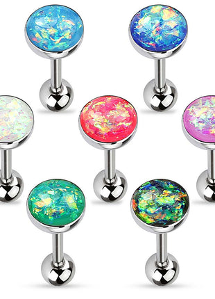 Tongue Piercing Barbell Jewelry Multi Opal Crystal Glitter 