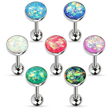 Zungenpiercing Barbell Schmuck Multi Opal Kristall Glitter