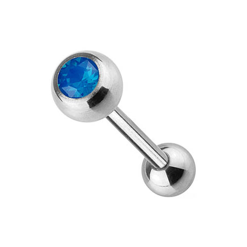 Zungenpiercing Barbell Edelstahl mit Opal Stein