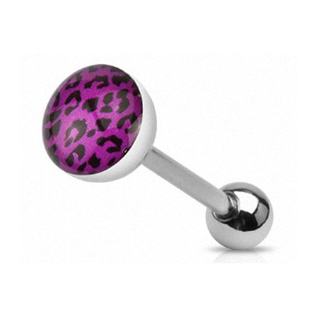 Zungenpiercing Hantel Epoxy Leopard Logo Ball