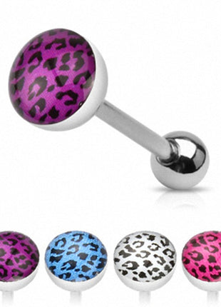 Zungenpiercing Hantel Epoxy Leopard Logo Ball