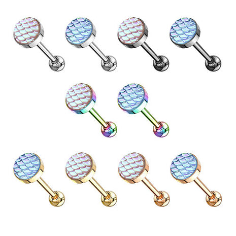 Zungenpiercing Edelstahl Hantel Barbell mit Rainbow Effekt Kopf