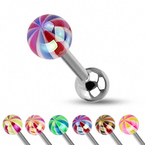 Tongue Piercing Barbell Dumbbell Metallic Candy Ball 