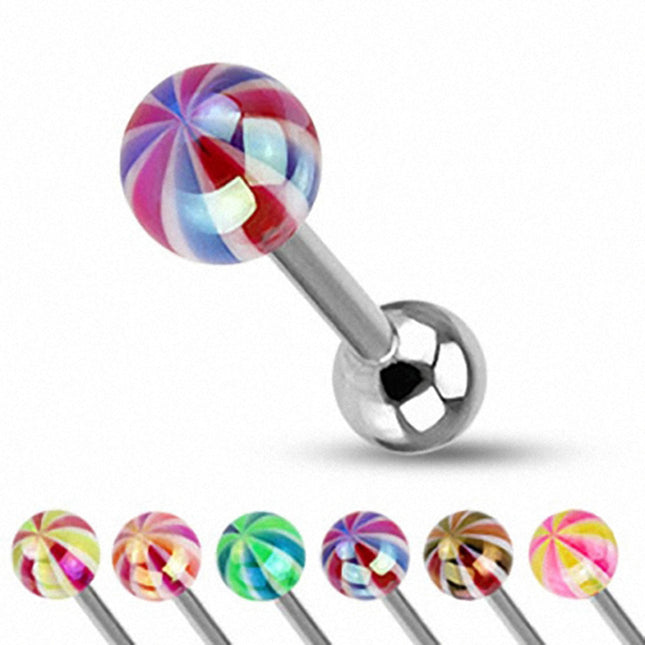 Zungenpiercing Barbell Hantel Metallic Candy Ball