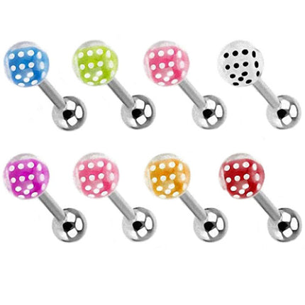 Zungenpiercing Barbell Kugel Ball Würfel Inlay