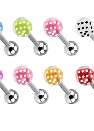 tongue piercing barbell ball cube inlay 