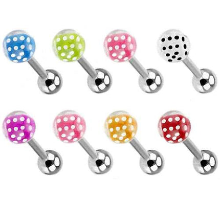 Zungenpiercing Barbell Kugel Ball Würfel Inlay