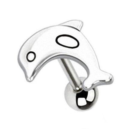 Zungenpiercing Hantel Edelstahl Silber Farben mit Delfin