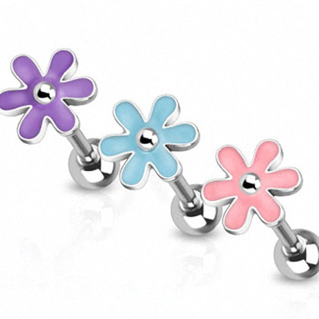 Tongue Piercing Barbell Vintage Flower 