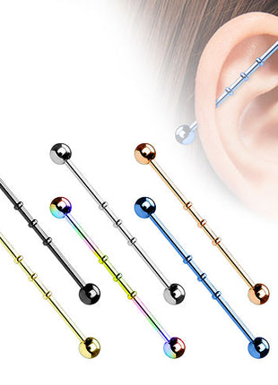 Industrial Piercing Hantel Kerben