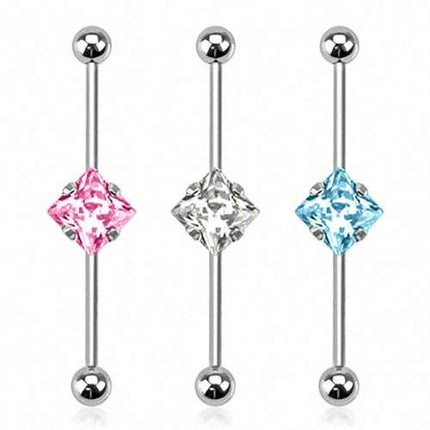 Industrial Ohr Piercing Stab mit Kristall