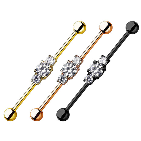 Industrial Ear Piercing 3 set crystals 