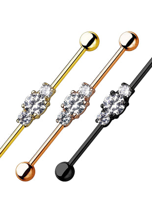 Industrial Ear Piercing 3 set crystals 