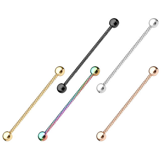 Industrial Ohr Piercing Langhantel Barbell geriffelt