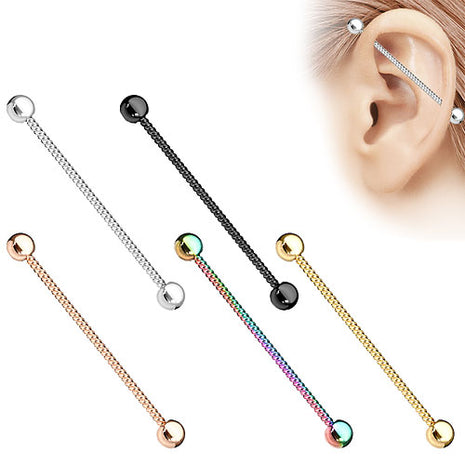 Industrial Ohr Piercing Langhantel Barbell geriffelt