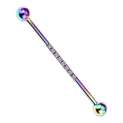 Industrialpiercing Langhantel mit Kristallen