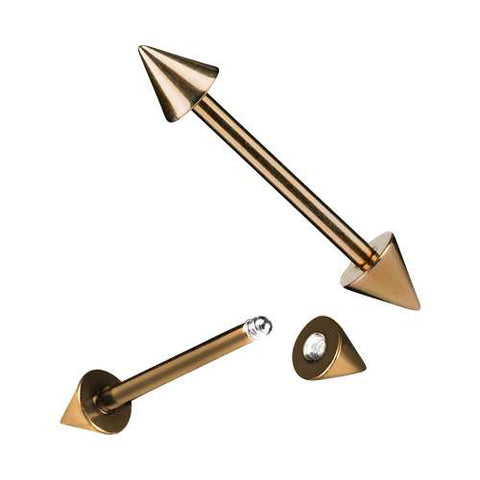 Zungenpiercing Hantel Edelstahl Stab mit Spikes