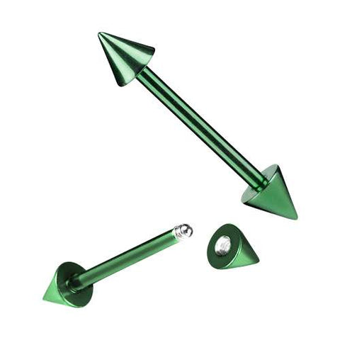 Zungenpiercing Hantel Edelstahl Stab mit Spikes