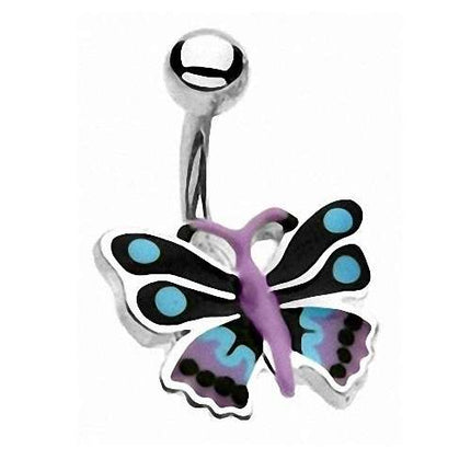 Bauchnabelpiercing Stecker Schmetterling Lila Blau