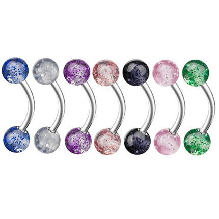 Augenbrauenpiercing Banane Stecker UV Glitter Kugeln