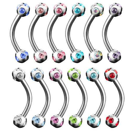 Augenbrauenpiercing Banane Multi Kristall