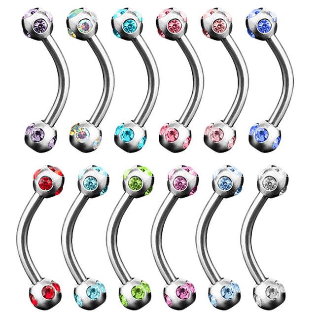 Augenbrauenpiercing Banane Multi Kristall