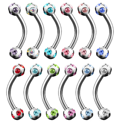 Augenbrauenpiercing Banane Multi Kristall