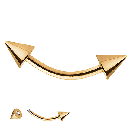Augenbrauen Piercing Eyebrow Banane mit Spitzen vergoldet