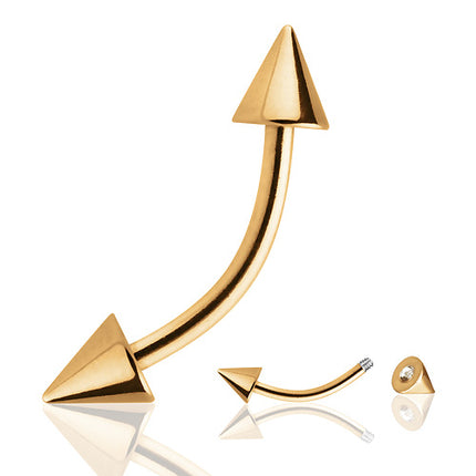 Augenbrauen Piercing Eyebrow Banane mit Spitzen vergoldet