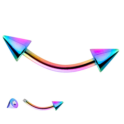 Augenbrauen Piercing Eyebrow Banane mit Spitzen Rainbow