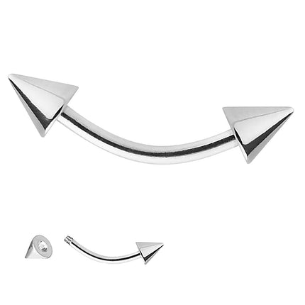 Augenbrauen Piercing Eyebrow Banane mit Spitzen Silbern