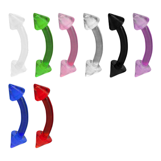 8er SET UV Augenbrauen Piercing Bioflex Spike
