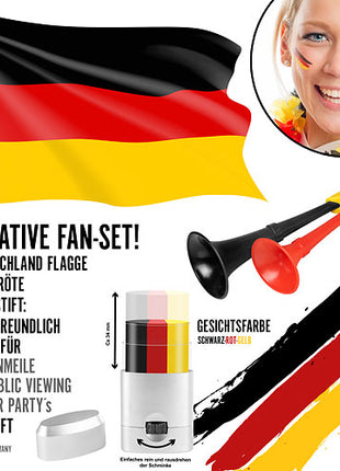 3-teiliges Deutschland Fan Set Fanartikel Fussball Europameisterschaft