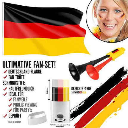 🇩🇪 3-teiliges Deutschland Fan Set Fanartikel Fussball Europameisterschaft