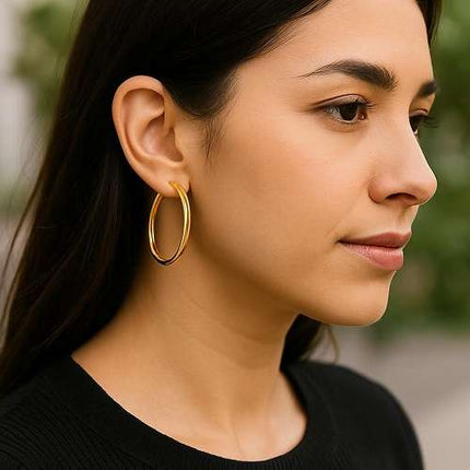 Stylische Creolen 925 Sterling Silber Ohrringe Damen Ohrhänger vergoldet