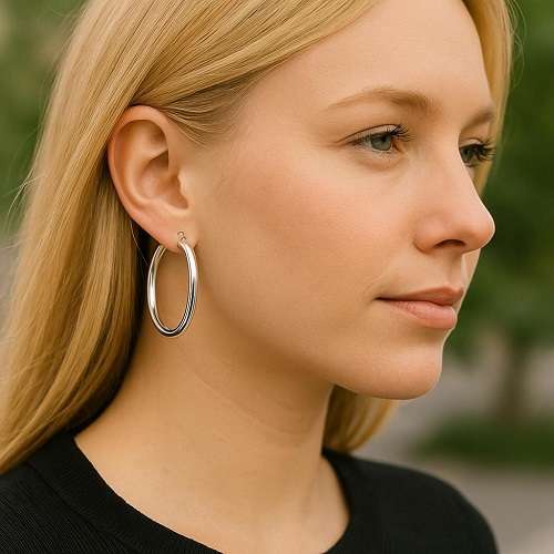 Stylische Creolen 925 Sterling Silber Ohrringe Damen Ohrhänger vergoldet