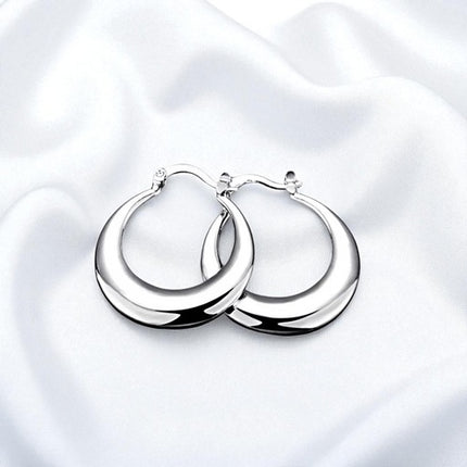 925 Sterling Silber Damen Creolen Klassische runde massive Ohrringe