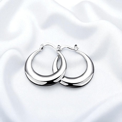 925 Sterling Silber Damen Creolen Klassische runde massive Ohrringe