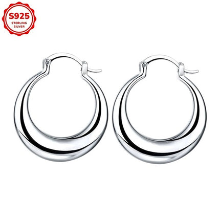 925 Sterling Silber Damen Creolen Klassische runde massive Ohrringe