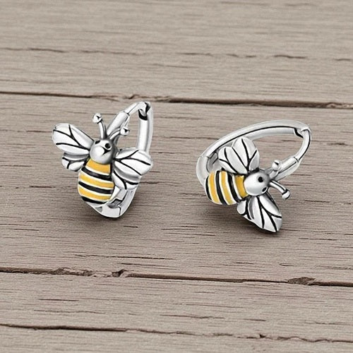 925 Sterling Silber Ohrringe Biene Creolen für Damen & Mädchen